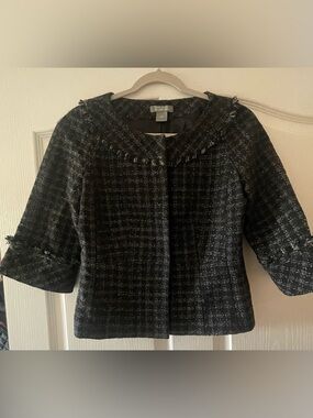 Ann Taylor Black Tweed Jacket Sz 0